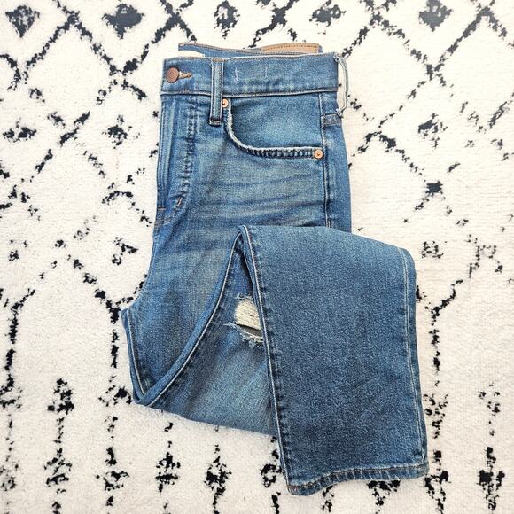 Madewell The Perfect Vintage Crop Jean in Gooding Wash: Knee-Rip Edition Size 26 - Picture 6 of 12